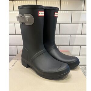 Hunter Original Tour Short Rubber‎ Rain Boots Black Women's US 8 EU 39 New